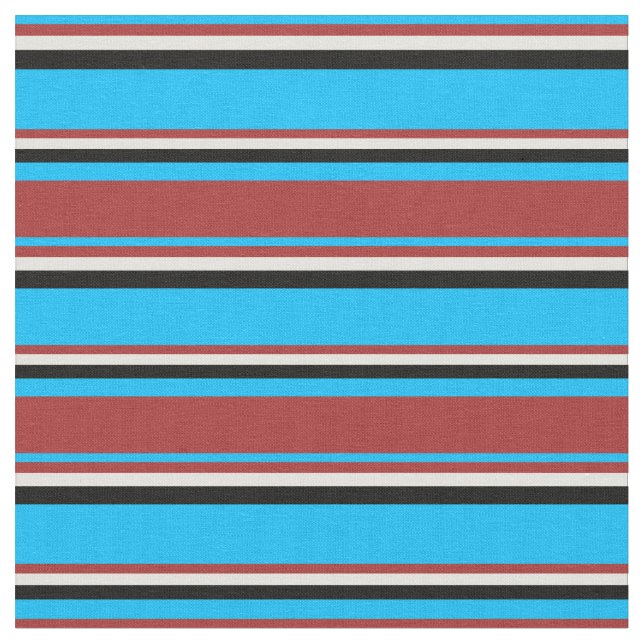 Deep Himlar Blue, Brown, Light Gult & Black Färgad Tyg (Närbild)