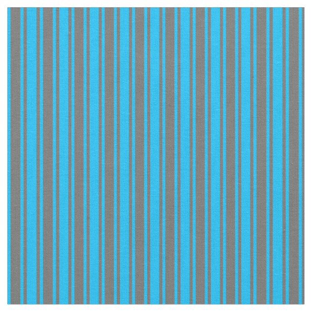Deep Himlar Blue & Dim Grått Färgad Rand Tyg (Närbild)