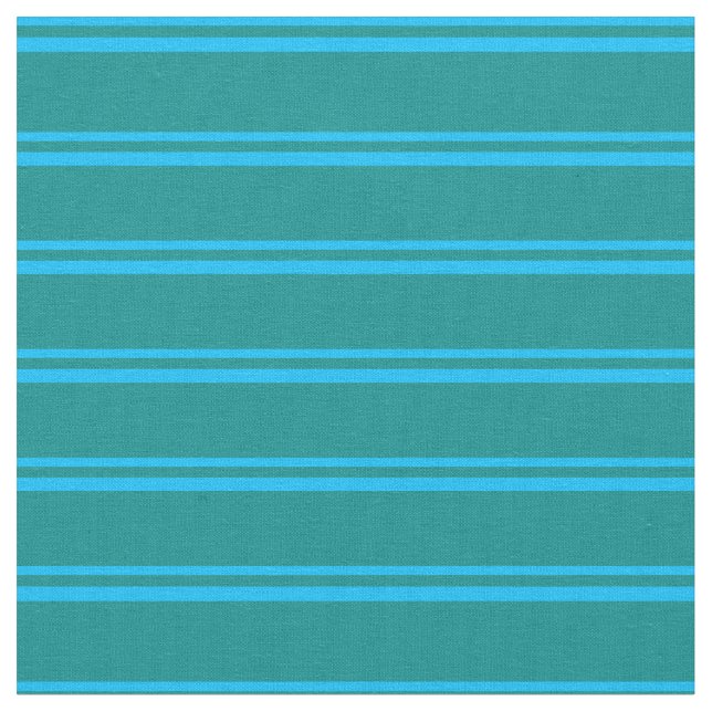 Deep Himlar Blue & Mörk Cyan Linjer/Rand Mönster Tyg (Närbild)