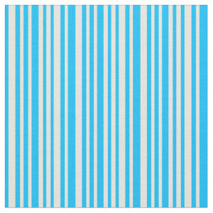 Deep Himlar Blue och Beige Färgad Linjer Tyg