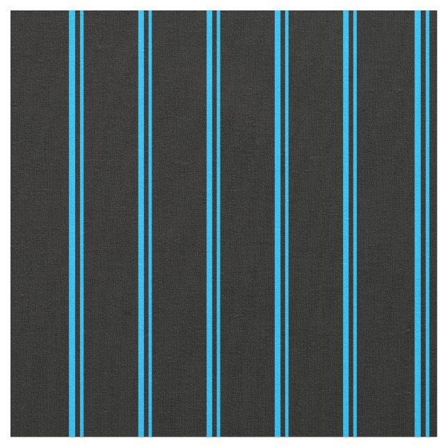 Deep Himlar Blue och Black Stripe/LINE Mönster Tyg (Närbild)