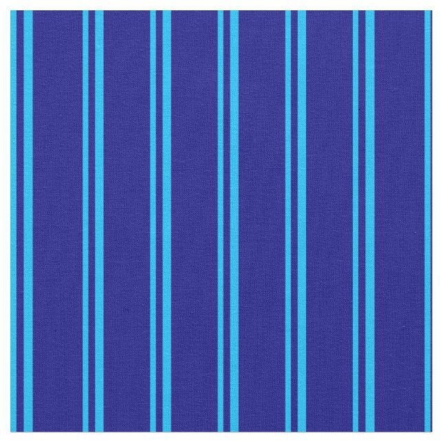 Deep Himlar Blue och Blue Stripe/Linted Mönster Tyg (Närbild)