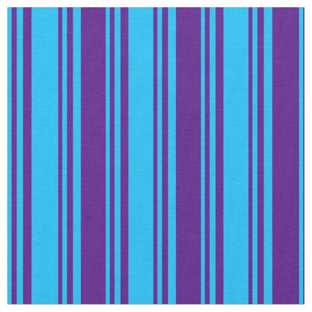 Deep Himlar Blue och Indigo Linjer Tyg (Närbild)