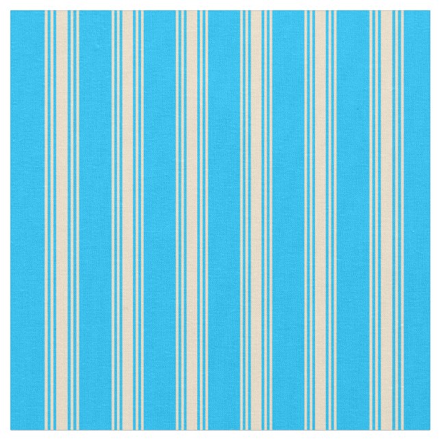 Deep Himlar Blue och Tan Led Mönster Tyg (Närbild)