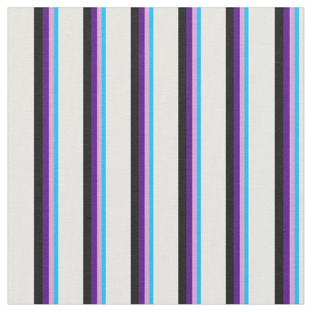 Deep Himlar Blue, Plum, Indigo, Black & White Linj Tyg (Närbild)