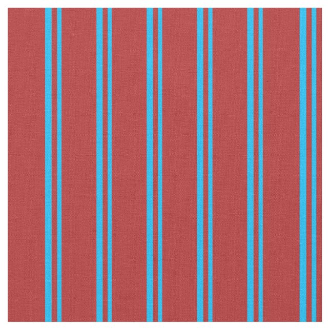 Deep Himlar Blue & Red Färgad Mönster Tyg (Närbild)