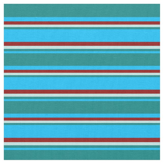 Deep Himlar Blue, Teal, Turkos & Mörk Red Färgad Tyg (Närbild)