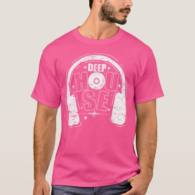 Deep House Dance Music Headphones T Shirt (Framsida)