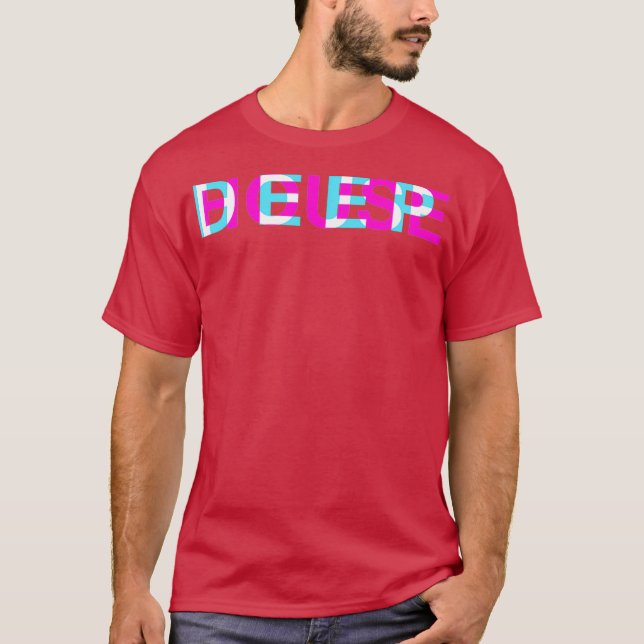 Deep House - Glitch Optical Illusion EDM T Shirt (Framsida)