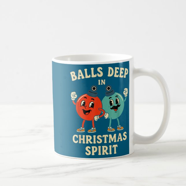 Deep In Christmas Srit Funny Retro Holiday Humor  Kaffemugg (Höger)