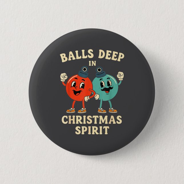Deep In Christmas Srit Funny Retro Holiday Humor  Knapp (Framsida)