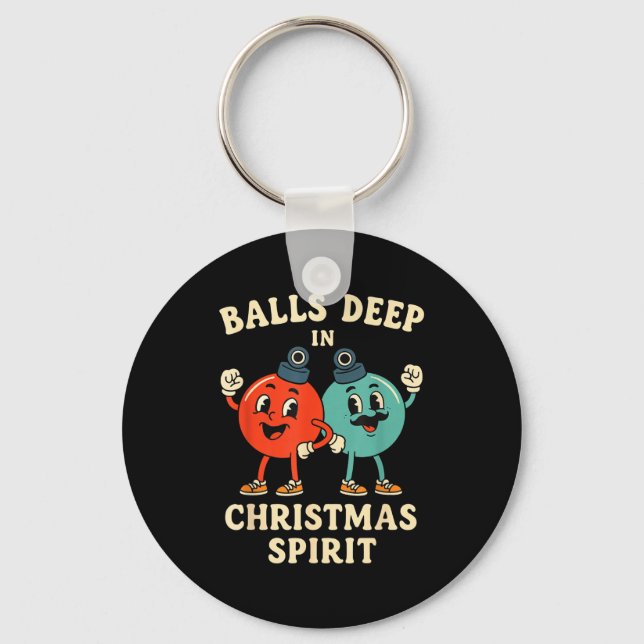 Deep In Christmas Srit Funny Retro Holiday Humor  Nyckelring (Framsida)