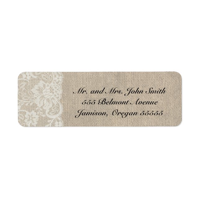 DEEP IVORY Snöre och Burlap Returetiketters Returadress Etikett (Framsidan)