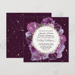 Deep Lavender Lila Blommigt Pastels w Löv Wandeand Inbjudningar