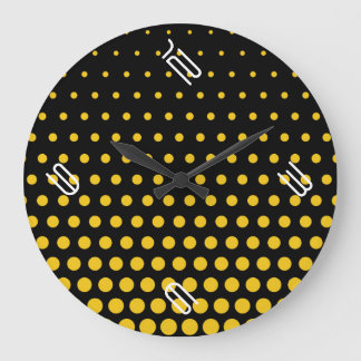 Deep Lemon Polka Dot Modern Black Stor Klocka