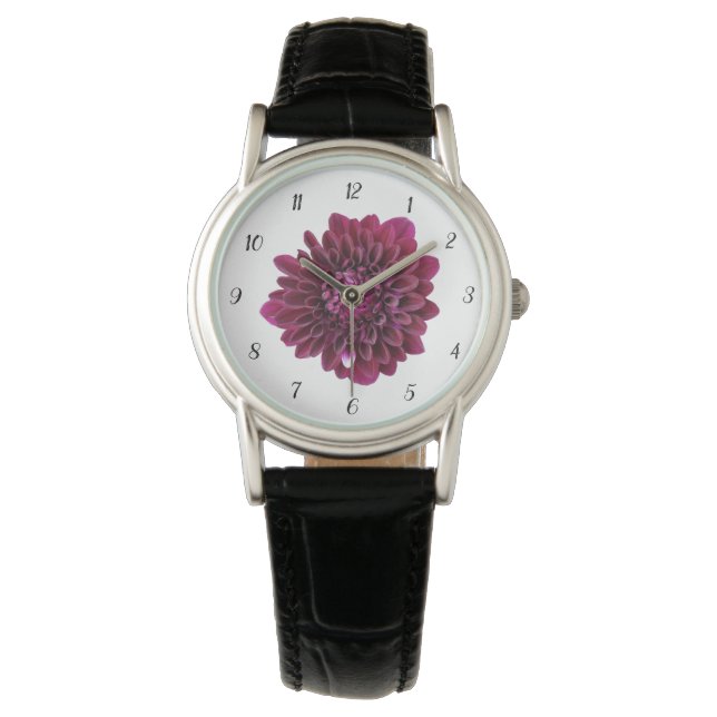 Deep Lila Dahlia Flower Armbandsur (Framsida)