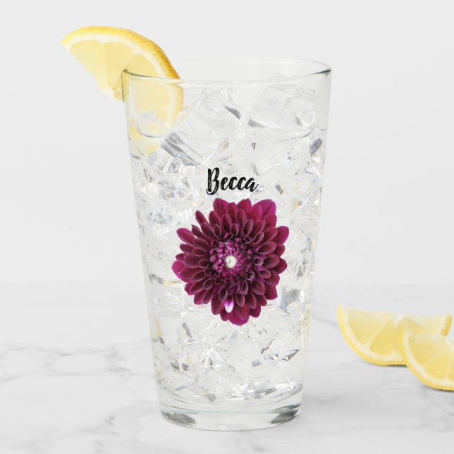 Deep Lila Dahlia Flower Personlig Glaskopp (Framsida Ice)