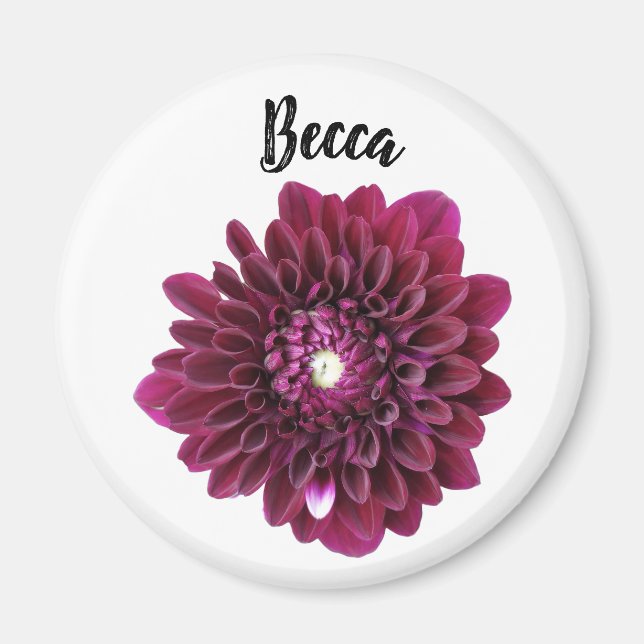 Deep Lila Dahlia Flower Personlig Magnet (Framsidan)