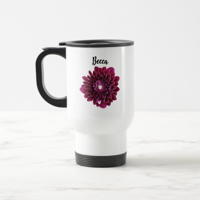 Deep Lila Dahlia Flower Personlig Resemugg (Vänster)