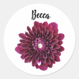 Deep Lila Dahlia Flower Personlig Sticker Runt Klistermärke