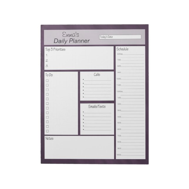 Deep Lila Daily Planner Anteckningsblock (Roterad)