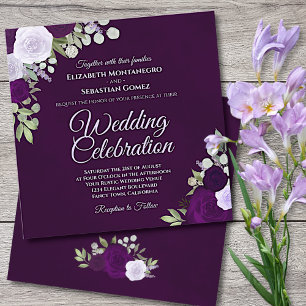 Deep Lila Elegant Lavender & Plum Ro Bröllop Inbjudningar