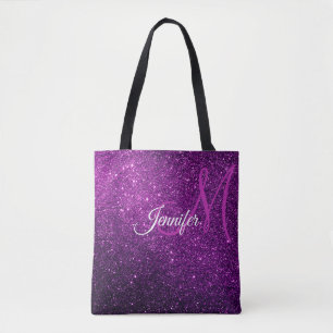 Deep Lila Glitter & Sparkles Monogrammad Tygkasse
