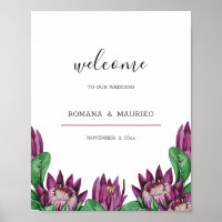 Deep Lila Kung Protea Watercolor Art