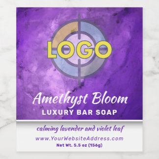 Deep Lila Lavender Marble Product Label Logotyp Vinflaska Etikett