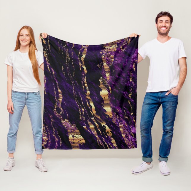 Deep Lila Marble Design Fleecefilt (På plats)