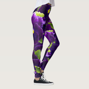 Deep Lila Pansy Clusters: Majestic Beauty Leggings