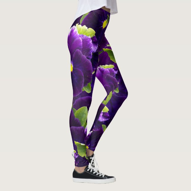 Deep Lila Pansy Clusters: Majestic Beauty Leggings (Höger)
