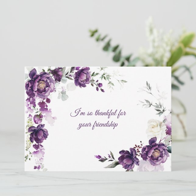 Deep Lila Peonies Note Card Anteckningskort (Stående Fram)