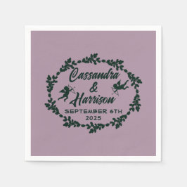 Deep Lila Rustic Bröllop Cocktail Pappersservett