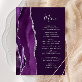 Deep Lila Silver Agate Bröllop Meny