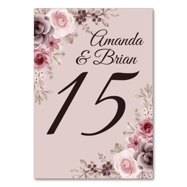 Deep-Maroon Bröllop 1980 Bordsnummer (Framsidan)