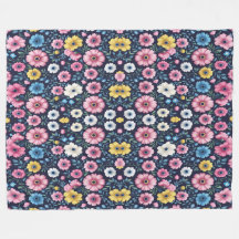 Deep Midnight Blommigt Garden Mönster Sherpa Blank