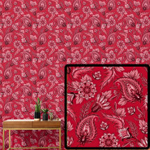 Deep Mörk Red Blommigt Paisley Elegant
