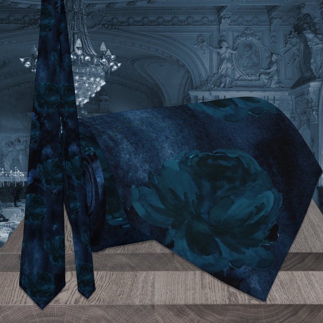 Deep Navy Blue Watercolor Peonies Bröllop Slips (Skapare uppladdad)
