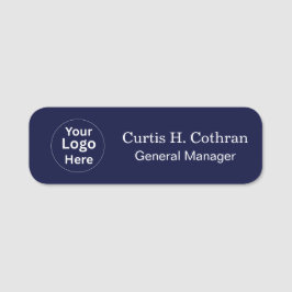 Deep Navy Blue & White Name Tag Design Namnbricka