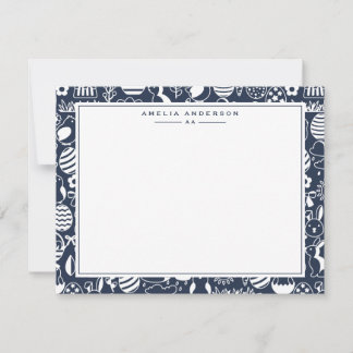 Deep Navy Easter Egg Frame Note Card Inbjudningar