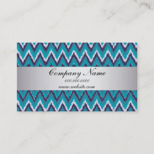 Deep Ocean Ikat ZigZag Pocket 2019 Calendar Visitkort