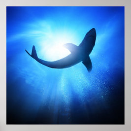 Deep Ocean Shark Silhouette Poster