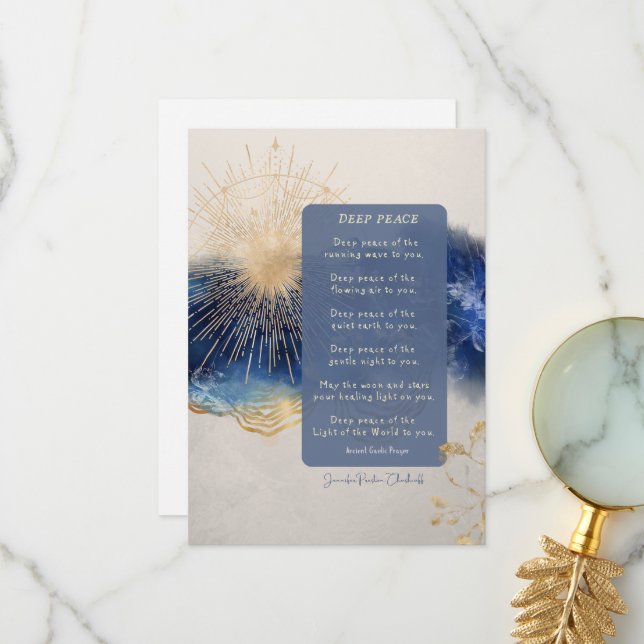 Deep Peace Irish/Ancient Gaelic välsignelse platt Tack Kort (Fram/Back In Situ)