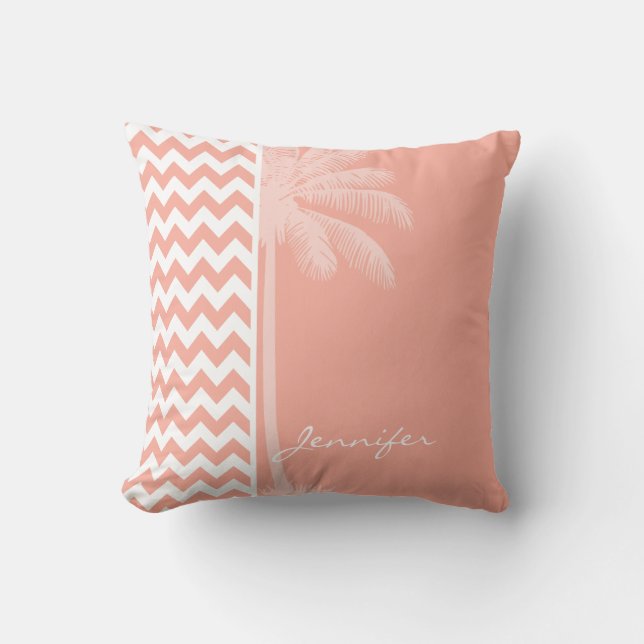 Deep Peach Chevron, Sommar Handflatan Kudde (Framsida)