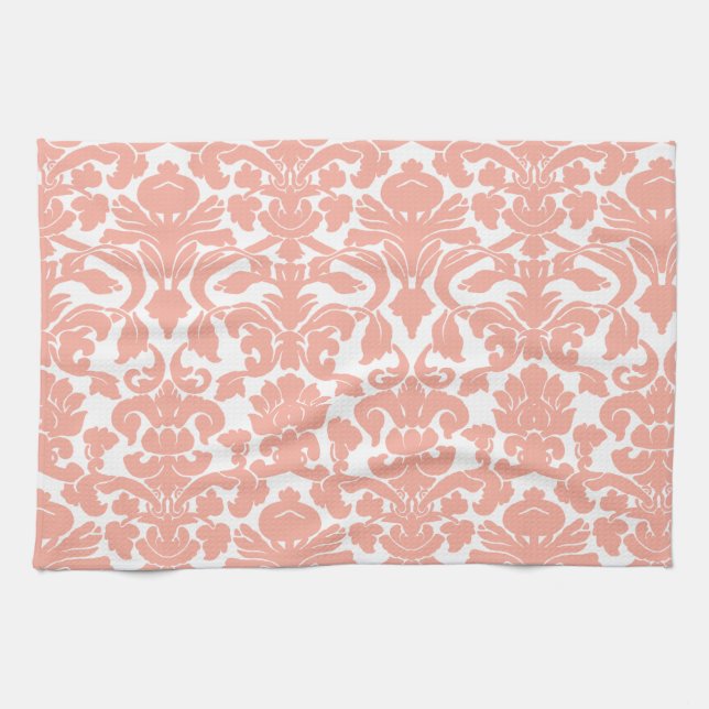 Deep Peach Damask Kökshandduk (Horisontell)
