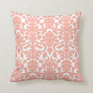 Deep Peach Damask Kudde