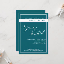 Deep Petrol Anpassningsbar Birthday bjudande Inbjudningar