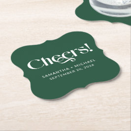Deep Pine Dekorativt Serif Bröllop Cheers Underlägg Papper