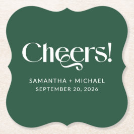 Deep Pine Dekorativt Serif Bröllop Cheers Underlägg Papper